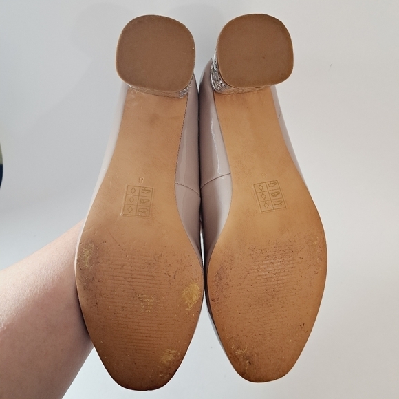 ASOS Snowflake Jewelled‎ Mid Ankle Strap Heels in Warm Taupe Patent - Picture 7 of 10